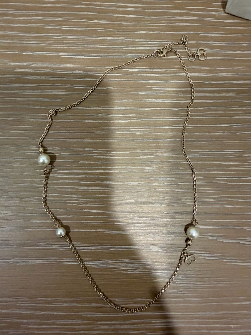 Dior Gold-Tone Chain Necklace with Ivory Pearls
